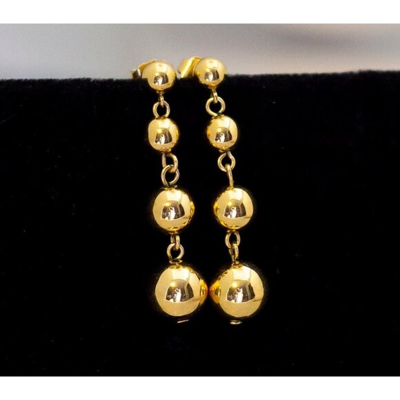 Avon Jewelry - Vintage Ball Gold Tone Dangle Sphere Ball Dangle Earrings, by Avon - CS1